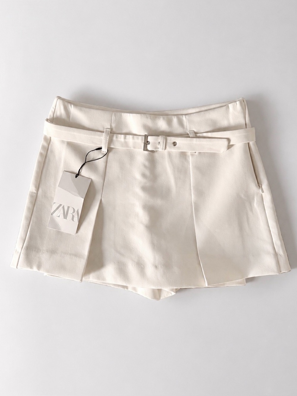 ZARA White Belted Mini Skort NWT | Quiet Luxury | XS